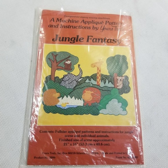1970's Yours Truly Jungle Fantasy applique Pattern #3099 PAT047 - Picture 2 of 5